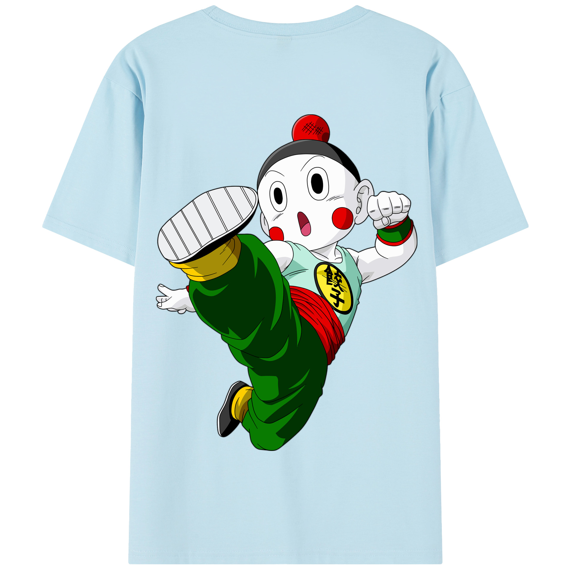 （画像用） ドラゴンボール 餃子（チャオズ）DRAGON BALL Chaoz 綿100％半袖Tシャツ（背面プリント）